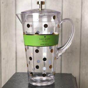 Kate Spade NWT 2 Quart Clear Gold Dot Pitcher
